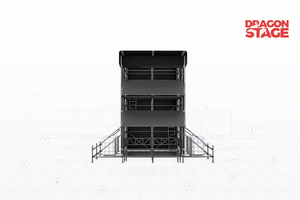 Torre Ringlock FOH h&iacute;brida de varios niveles de 4x4 m con techo de aluminio inclinado de 6 a 7 m