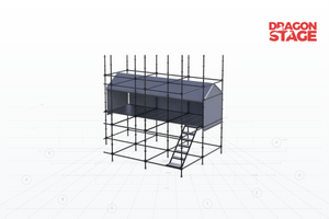 Refugio FOH lineal Ringlock de 2x6 m con techo a dos aguas y acceso exclusivo a escaleras