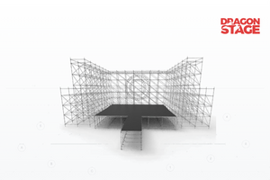 Escenario de concierto h&iacute;brido Ringlock de 12x10m con pista de aterrizaje de 2x6m, paredes de soporte LED y armaz&oacute;n circular