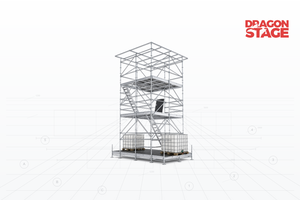 Torre de control FOH Ringlock de varios niveles de 10 m con escaleras internas y parte superior cubierta