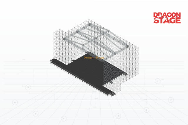Estructura de armadura de techo piramidal de aluminio de gran luz de 20x20m con 3 vigas transversales principales