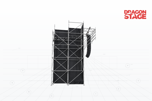 Estructura de suspensi&oacute;n Ringlock Line Array de 10 m con pieza de andamio suspendida